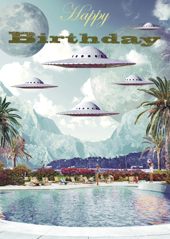 Happy Birthday UFO Greeting Card by Max Hernn